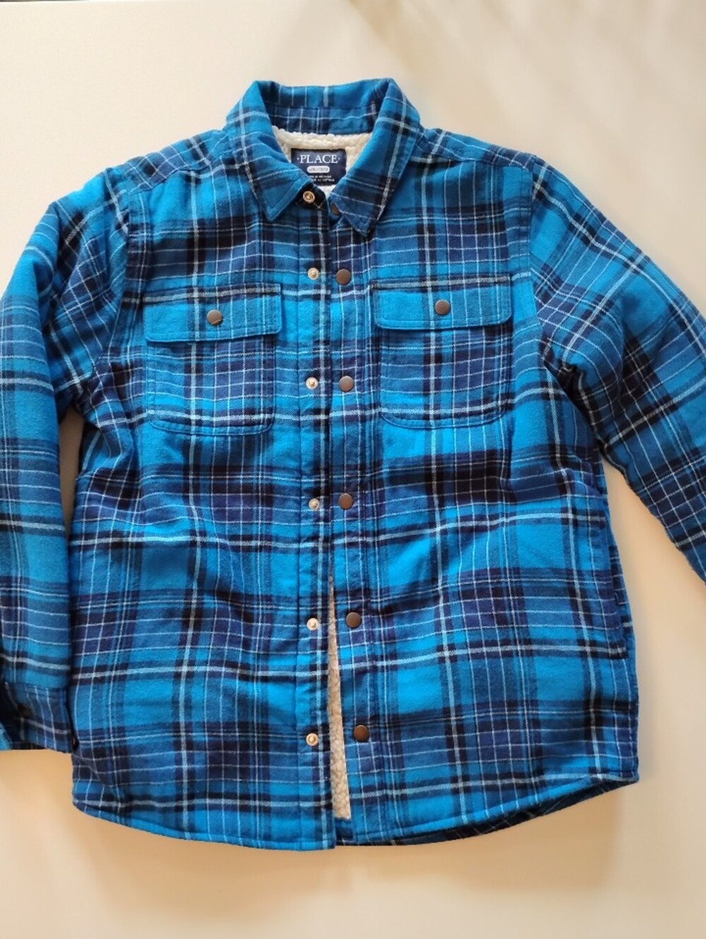 The Children's Place Blue Plaid Flannel Shirt Jacket